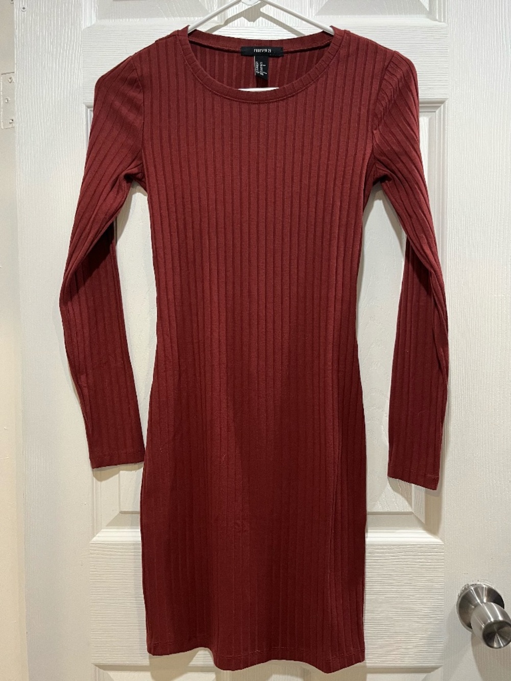Forever 21 Ribbed Long Sleeve Bodycon Dress With Open Back